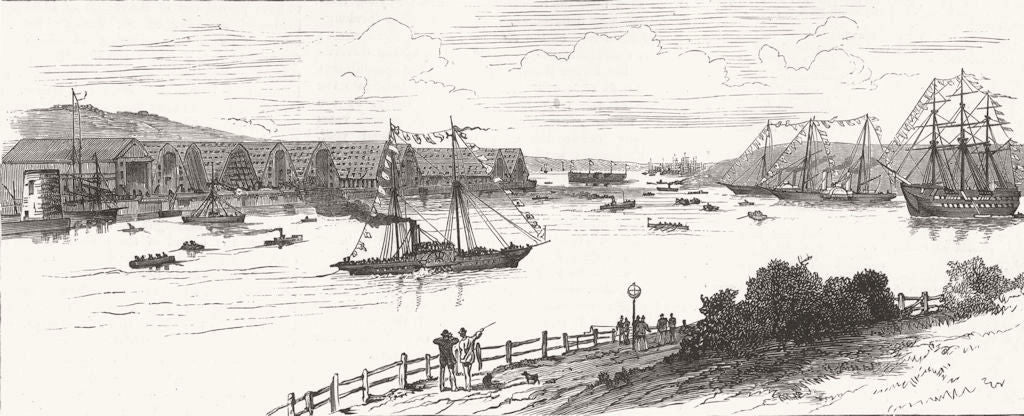 WALES. Pembroke Dock, Milford Haven 1882 old antique vintage print picture